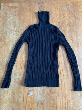 Gap Black Ribbed Turtleneck Sweater Size S Fitted Long Sleeve